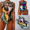 Sexy Print One Piece latest Swimsuit Closed Large Size Swimwear Push Up Women Flower Vintage Body Swim Beach Pool Bathing Suit